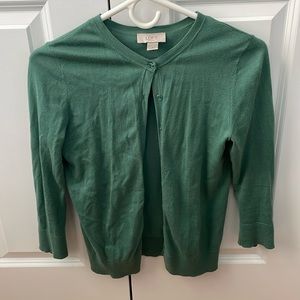 Loft Outlet Green 3/4 length button up cardigan
